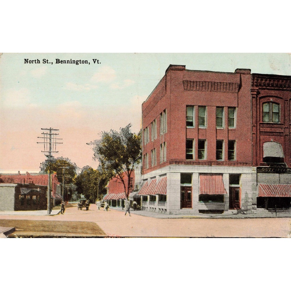 J. A. Evans Postcard North St. Bennington Vt Vermont Good Vintage Street Scene